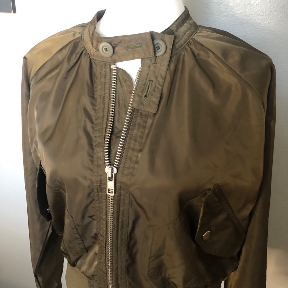 Free People Olive Bomber Jacket, Sz Small
